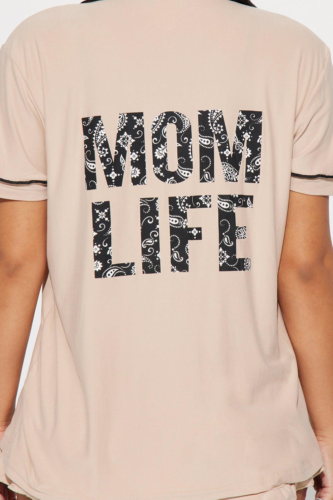 Mom Life PJ Short Set - Tan Product Image