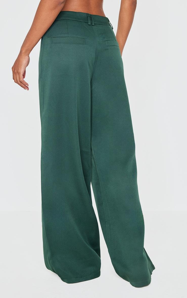 Dark Green Woven Double Belt Loop Suit Pants Product Image