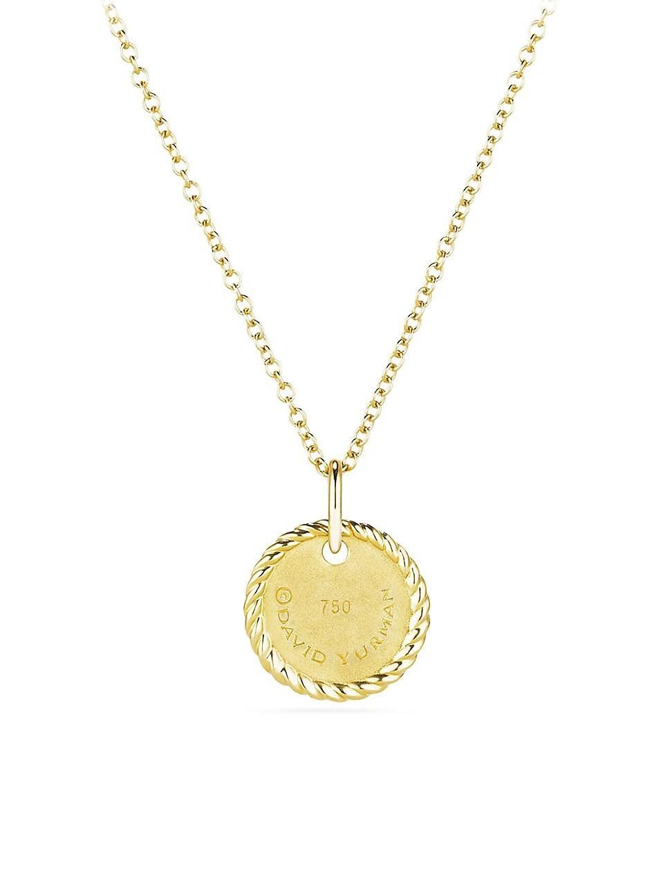 Womens Initial Charm Necklace in 18K Yellow Gold with Pav Diamonds Product Image