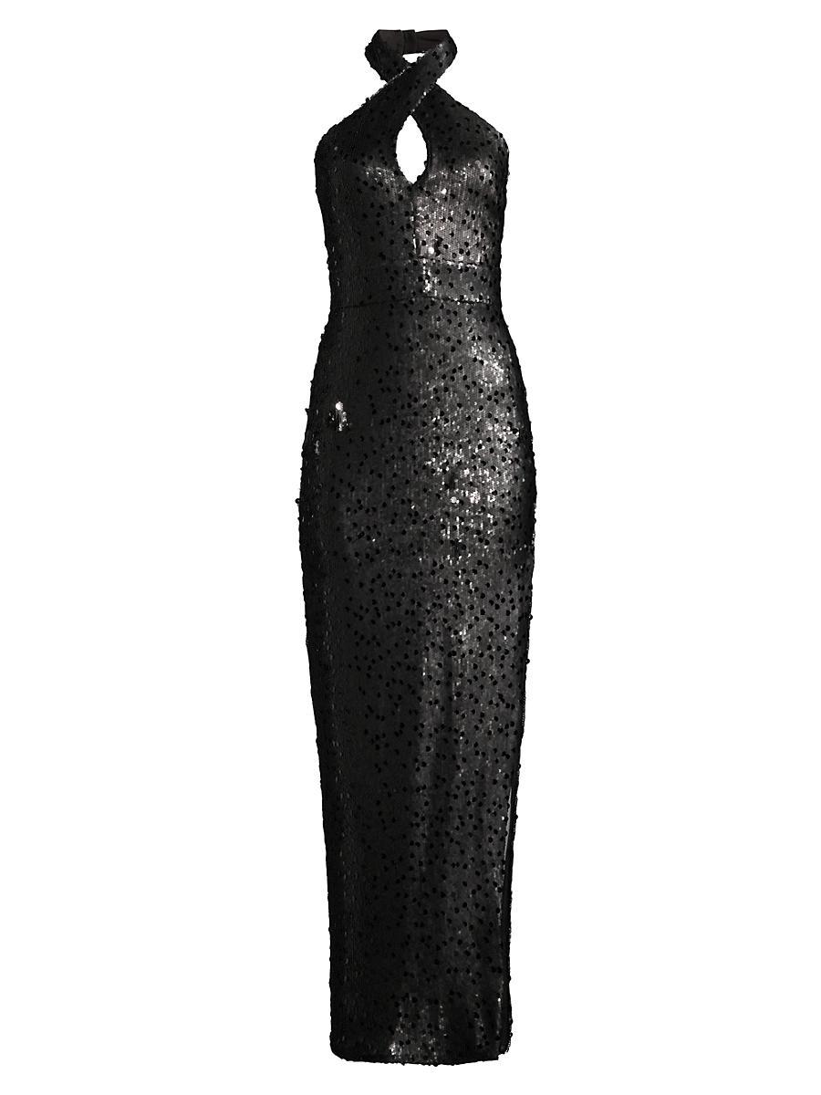 Womens Sequined Halterneck Gown Product Image