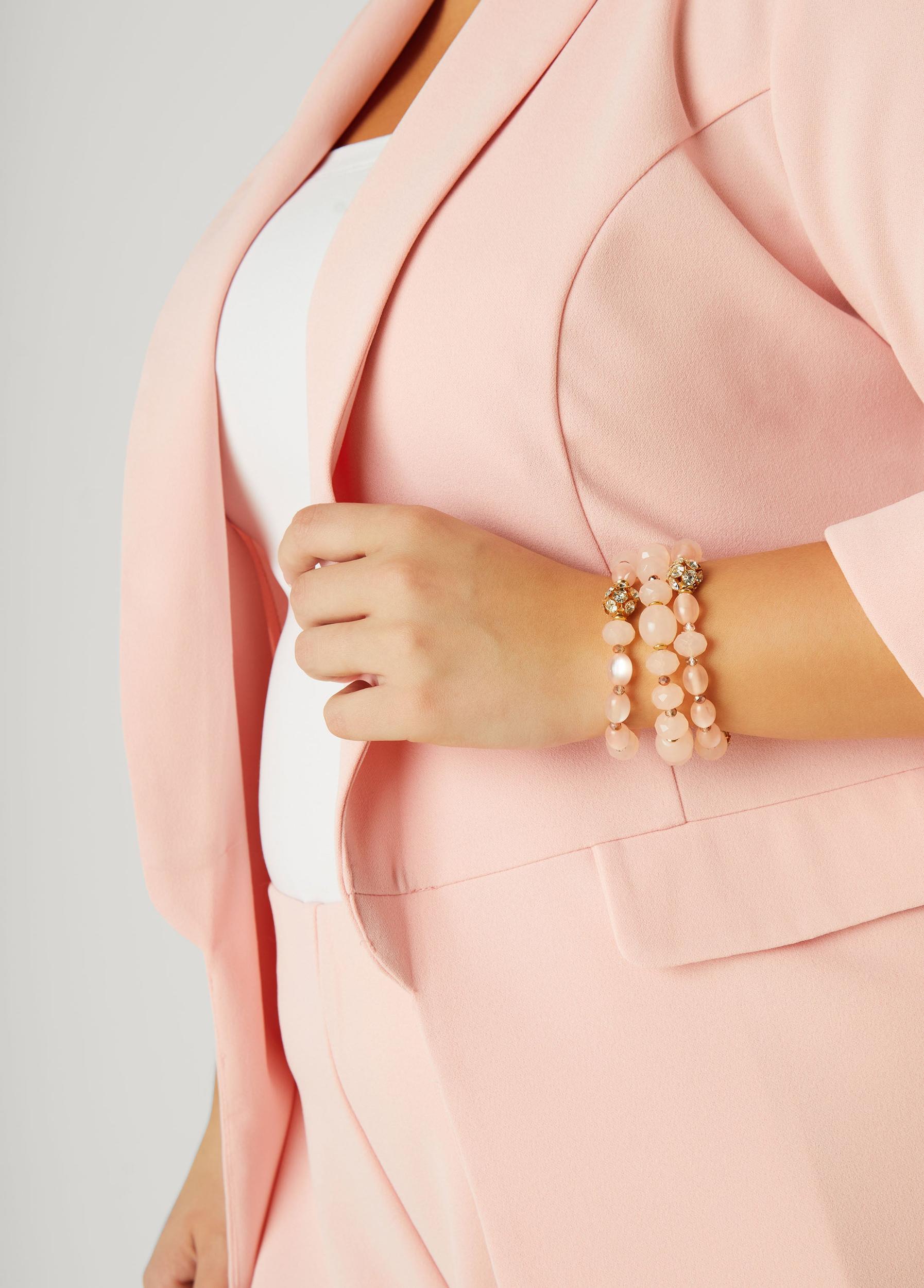 Marbled Stone And Crystal Bracelet Set Product Image