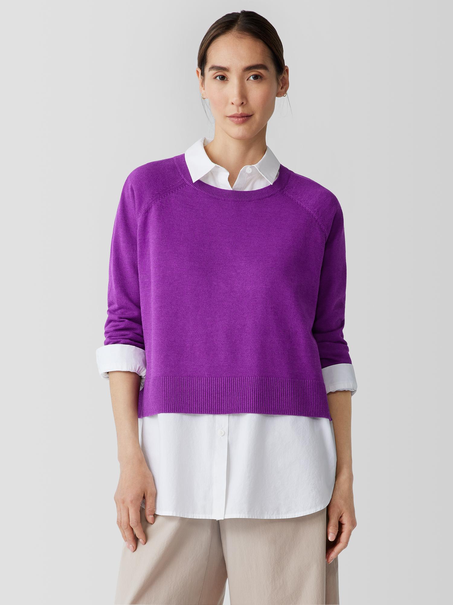 EILEEN FISHER Organic Linen Cotton Raglan-Sleeve Topfemale Product Image