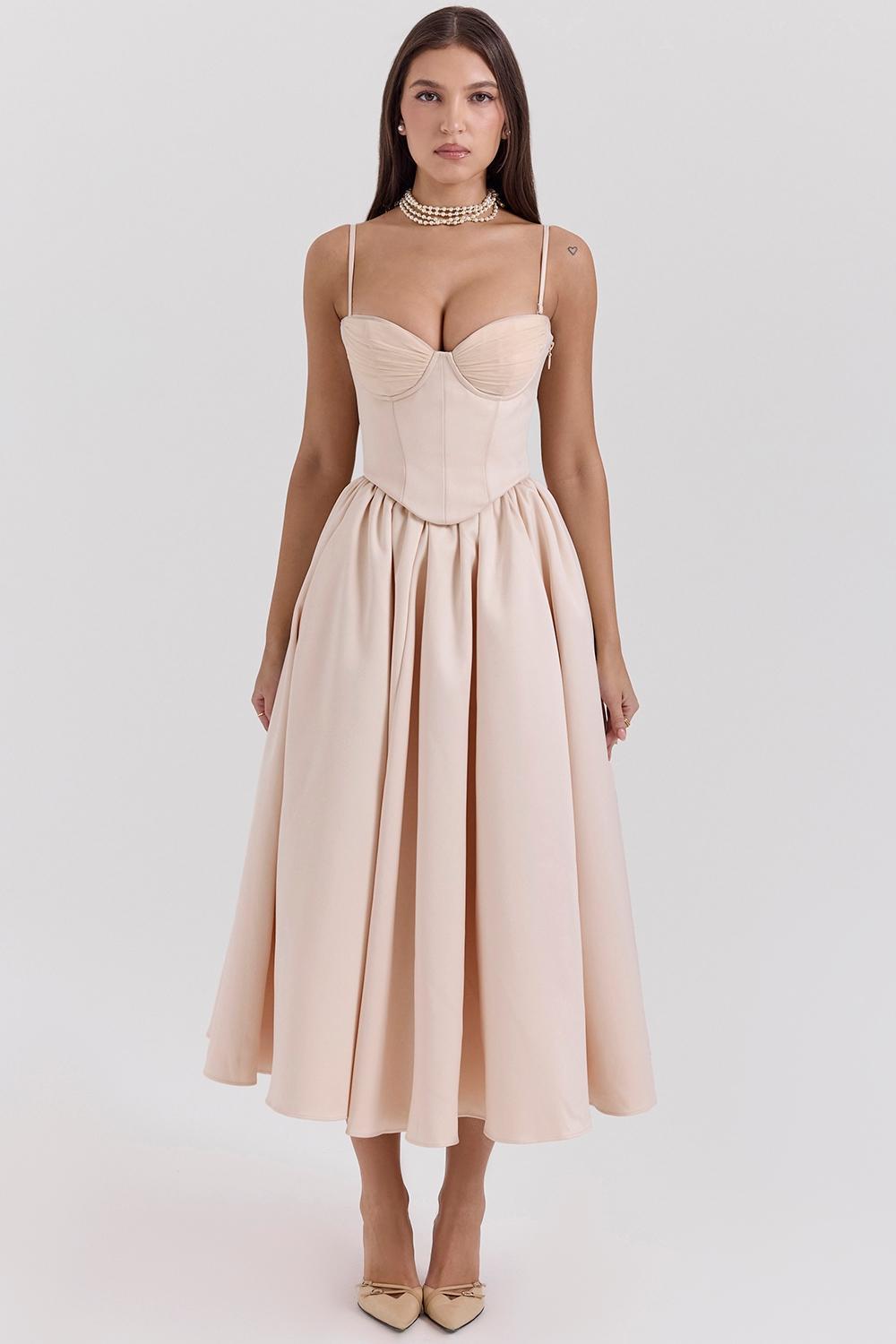 Perfect Peach Satin Corset and Skirt Product Image