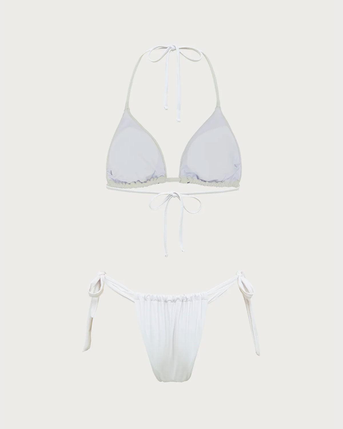 White Knit Tropical Print Bikini Set Product Image