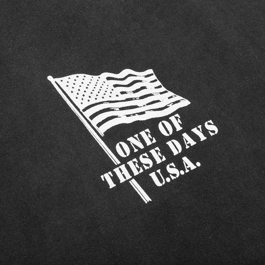 American Flag Cowboy Long Sleeve Tee - Washed Black Male Product Image