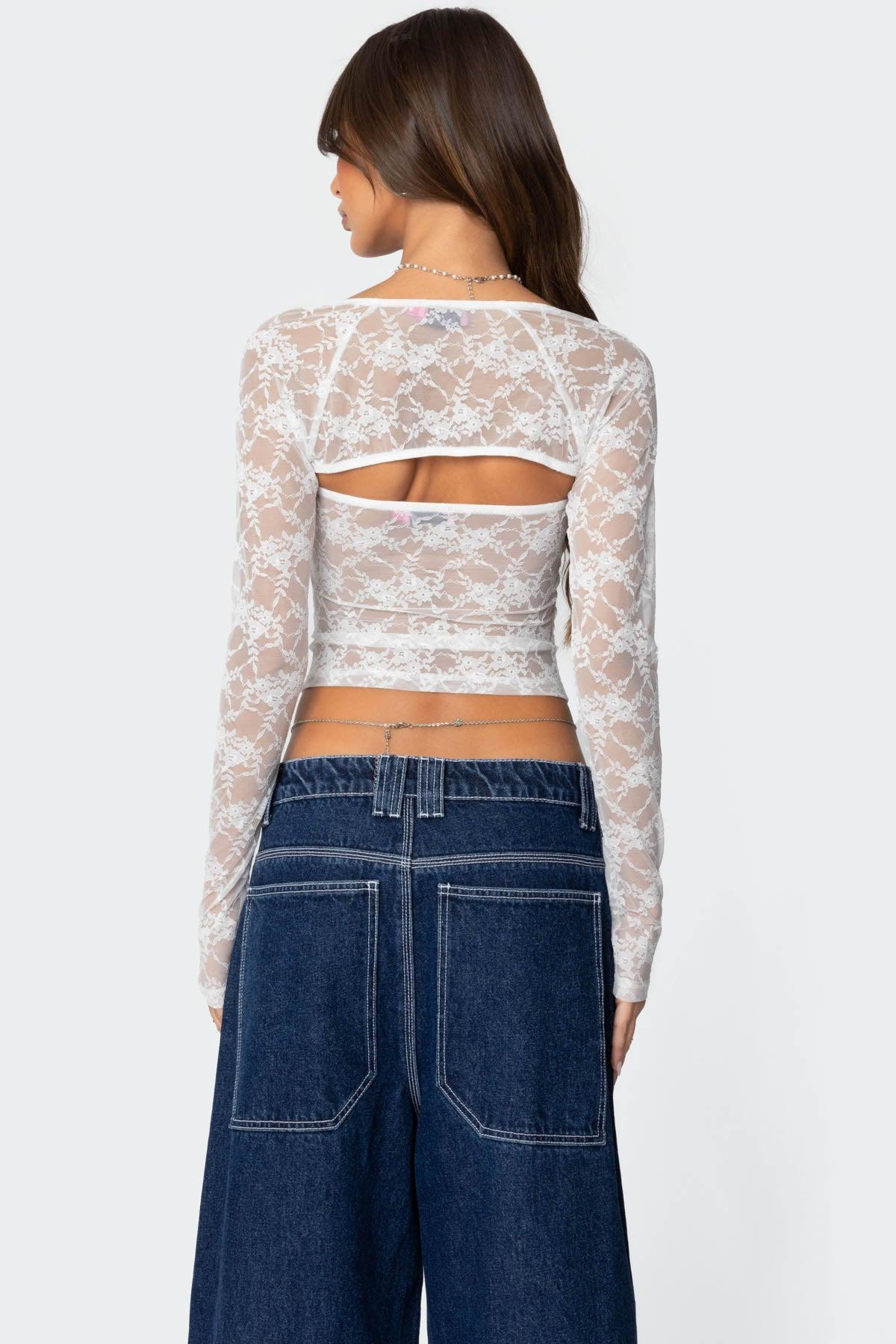 Addison Sheer Lace Two Piece Top Product Image