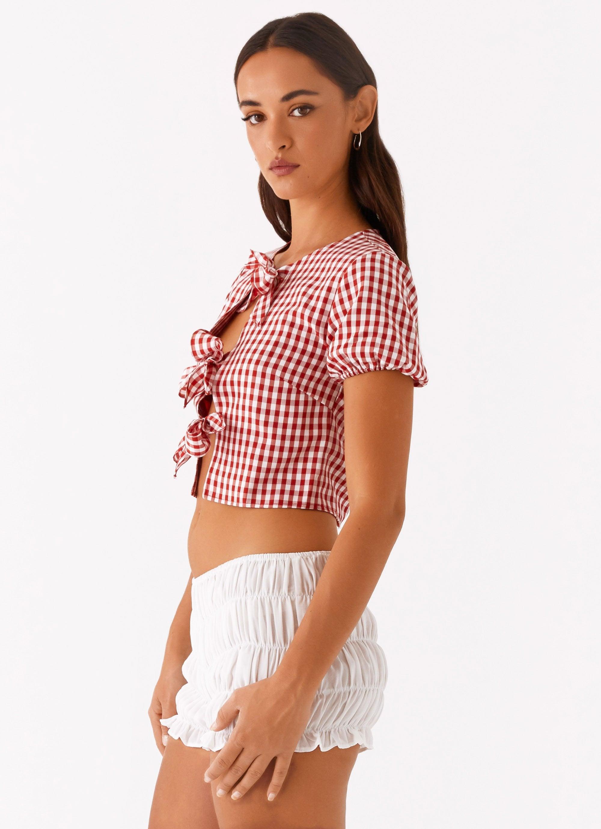 Pandora Blouse - Red Gingham Product Image