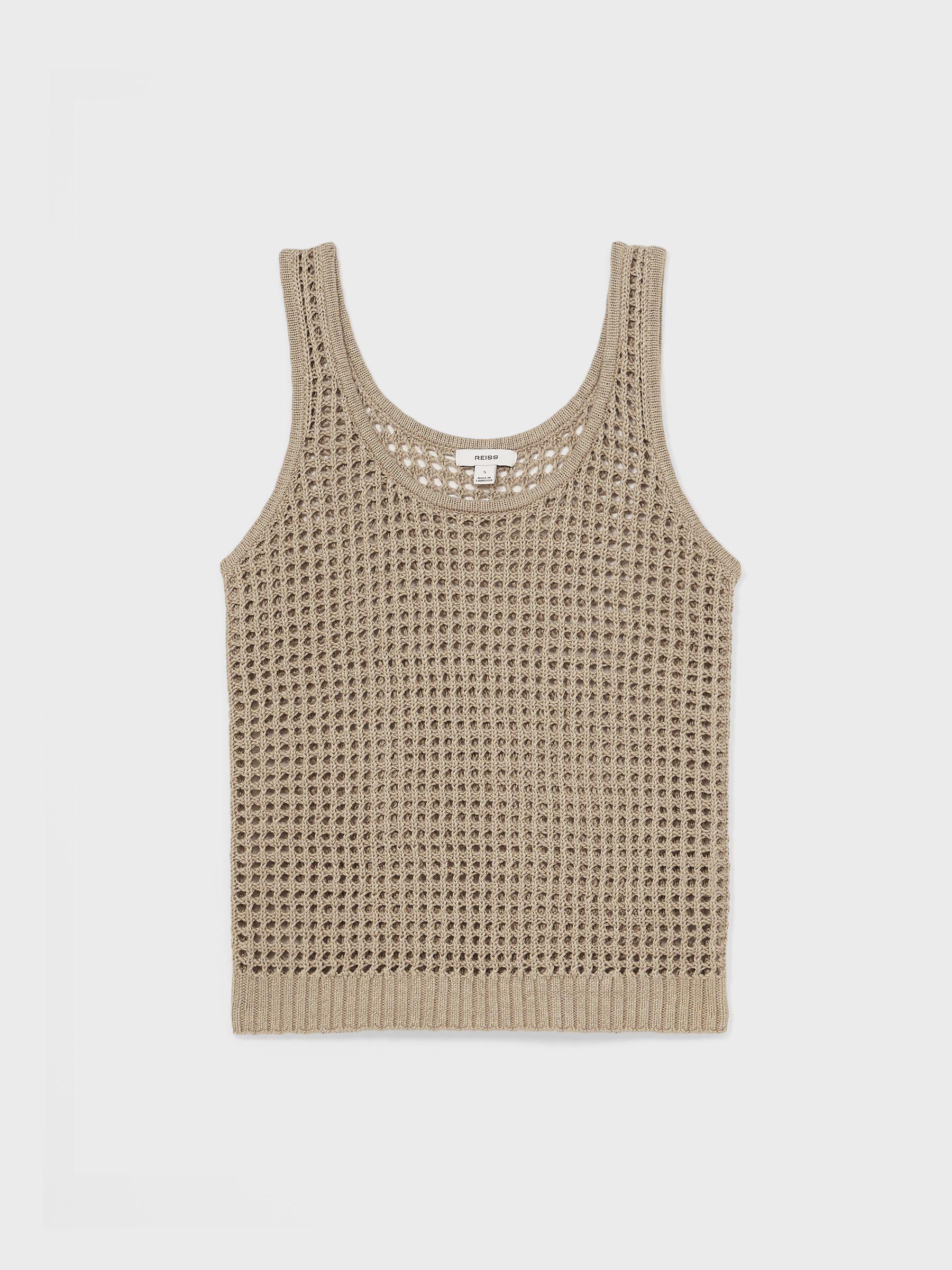 Linen Open Knit Vest in Stone Product Image