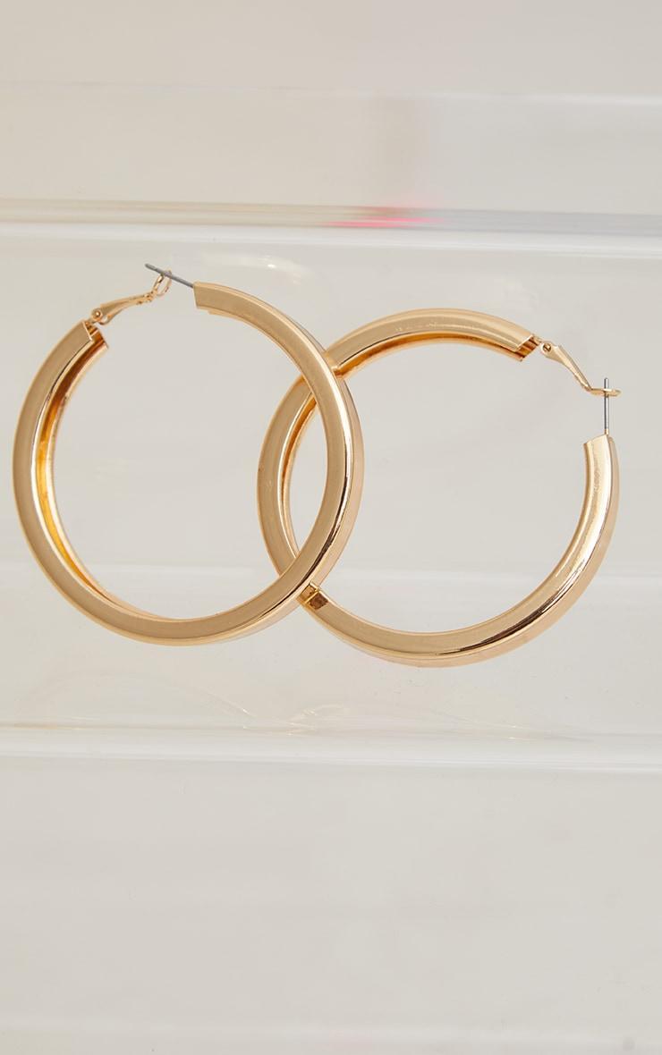 Gold Thick Chunky Statement Hoop Earrings Product Image