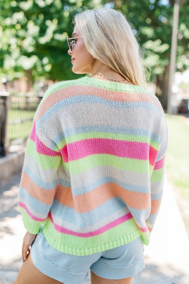 Doing My Best Multi Stripe Crew Neck Sweater Product Image