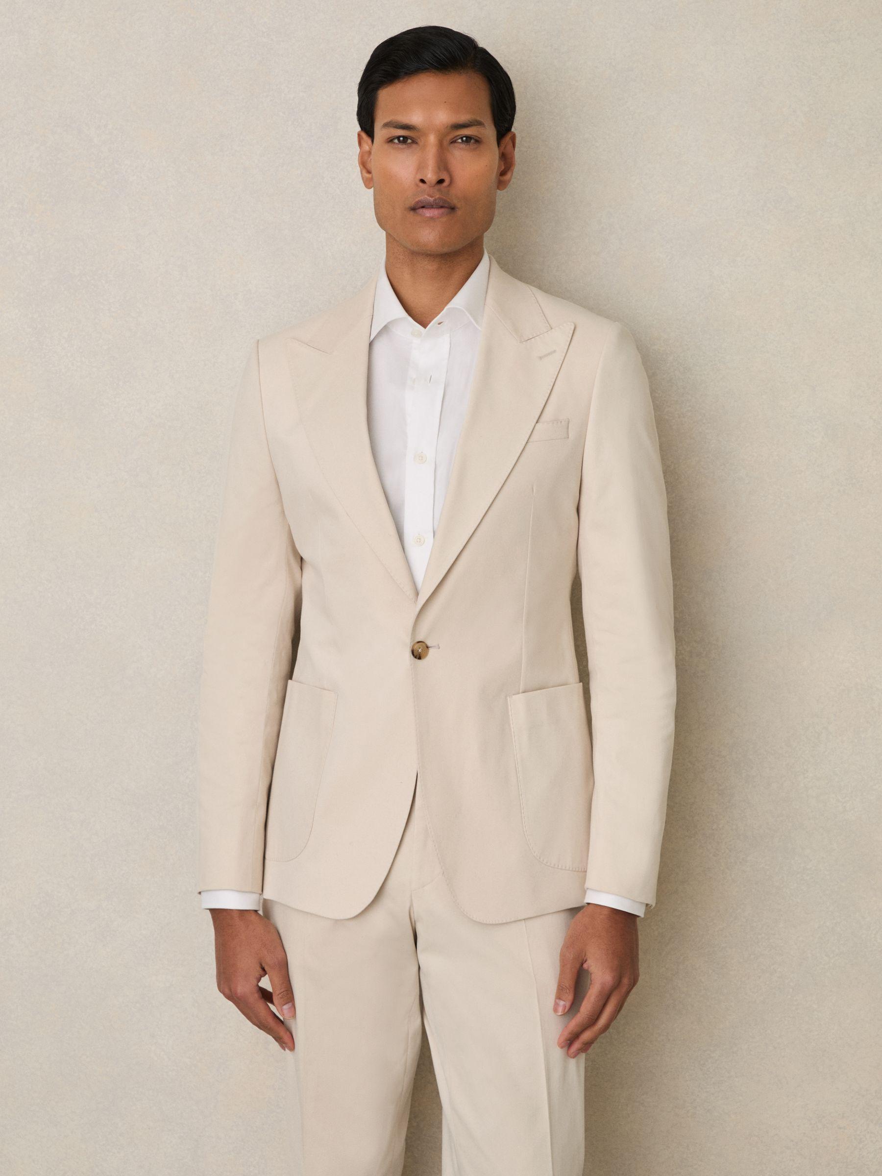 Slim-Fit Single-Breasted Suit Blazer in Stone Product Image