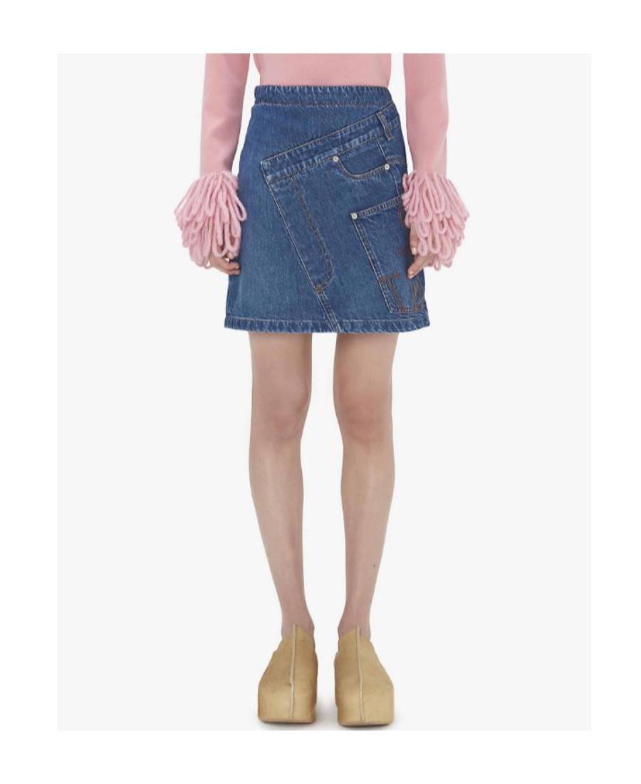 JW ANDERSON Twisted Denim Miniskirt In Blue Product Image