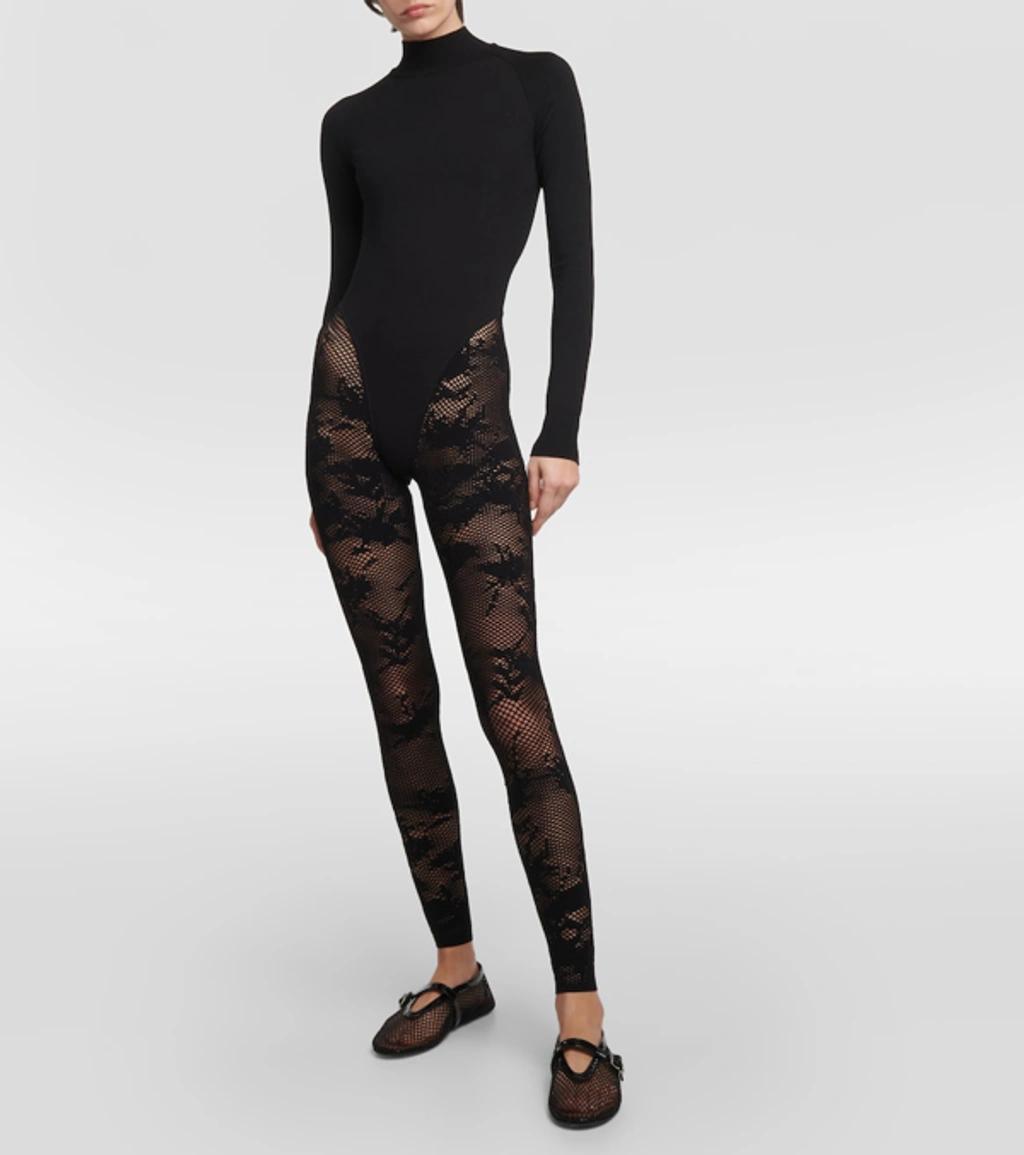 ALAÏA High-neck Wool-blend Catsuit In Black Product Image