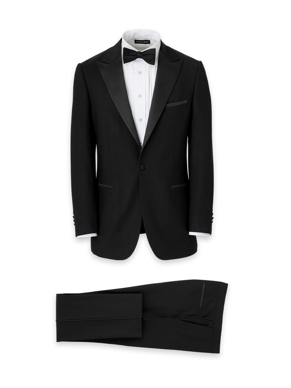 Wool Stretch Peak Lapel Tuxedo - Black Product Image