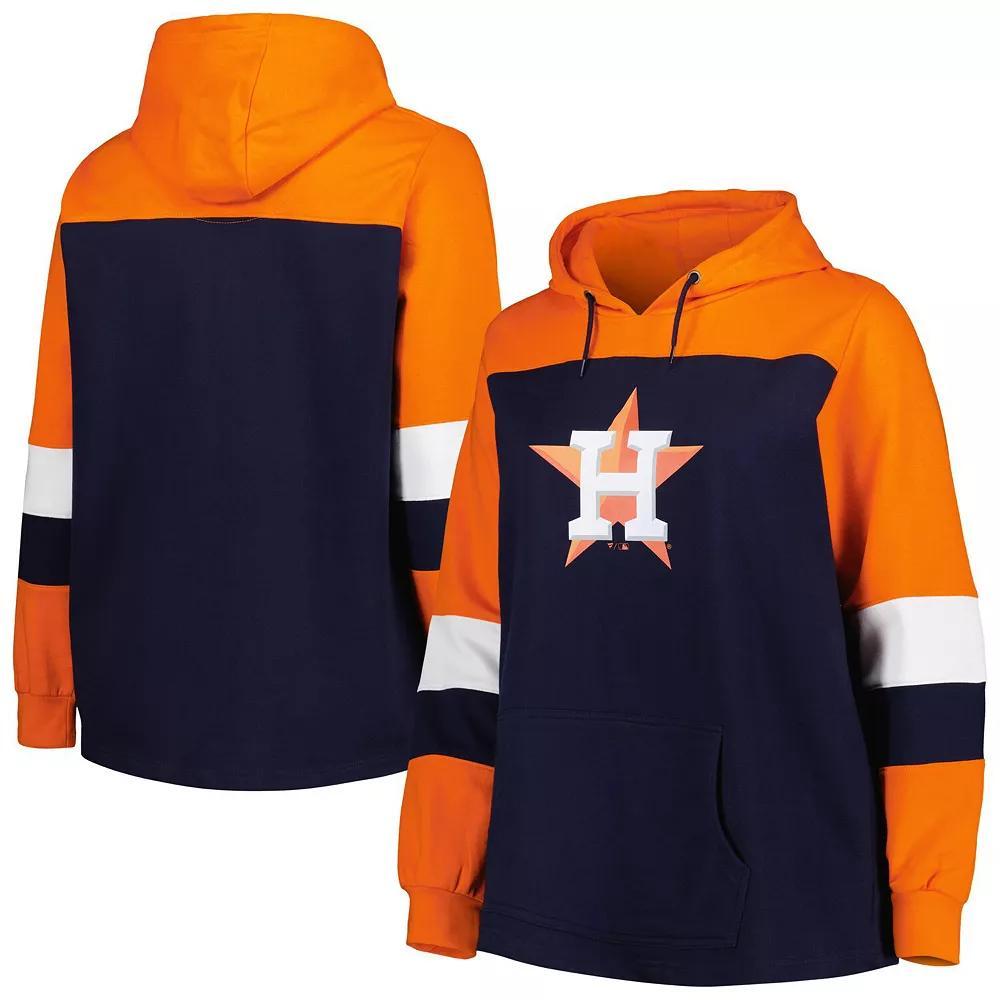 Women's Navy Houston Astros Plus Size Colorblock Pullover Hoodie, Size: 3XL, Blue Product Image