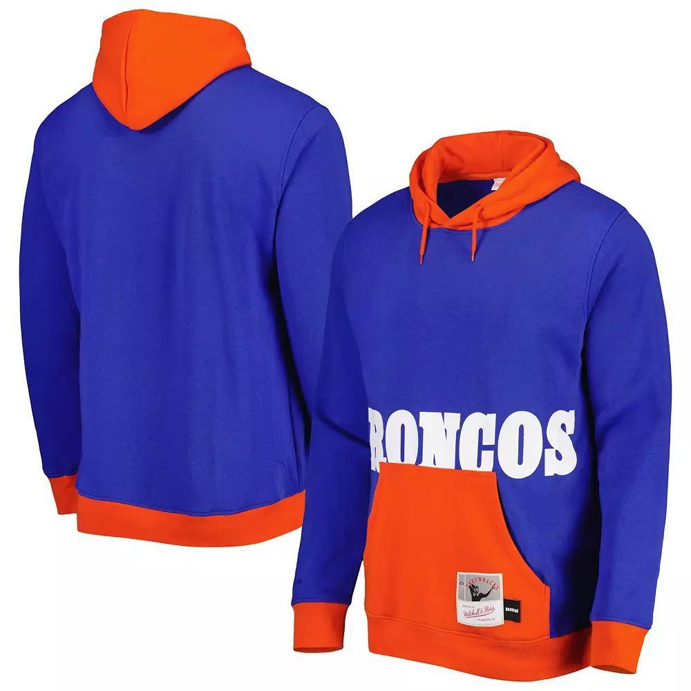 Mens Mitchell & Ness Royal Denver Broncos Big Face 5.0 Pullover Hoodie Product Image