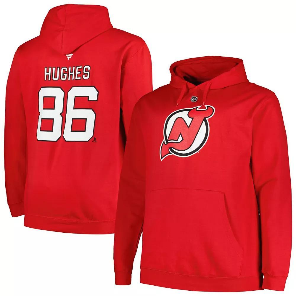 Men's Profile Jack Hughes Red New Jersey Devils Big & Tall Name & Number Pullover Hoodie,  Product Image