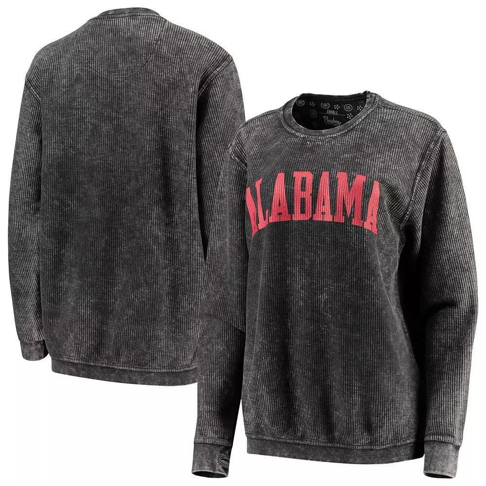 Women's Pressbox Black Alabama Crimson Tide Comfy Cord Vintage Wash Basic Arch Pullover Sweatshirt, Size: Large Product Image