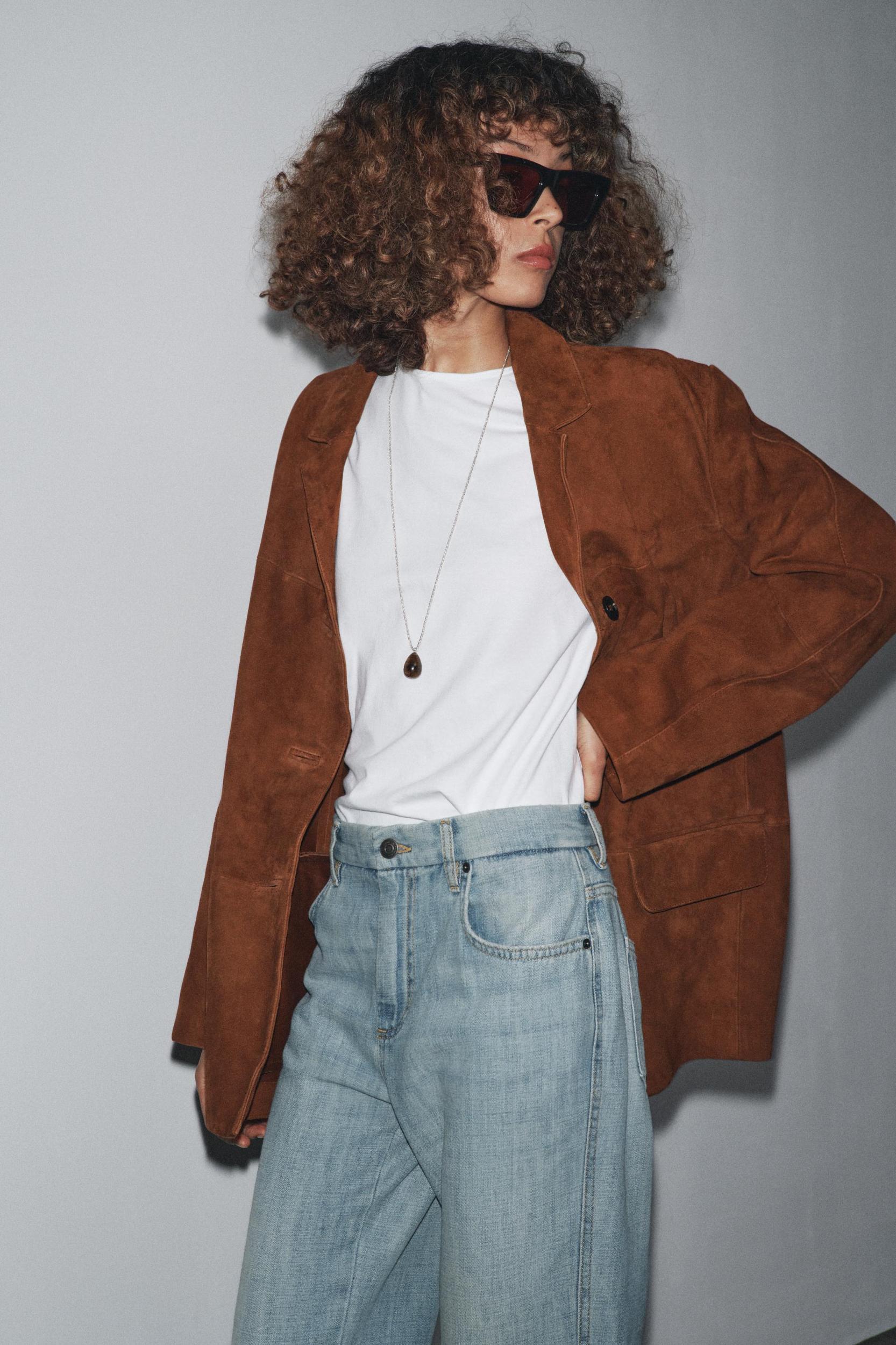 ZW COLLECTION LIMITED EDITION OVERSIZED SUEDE LEATHER BLAZER Product Image