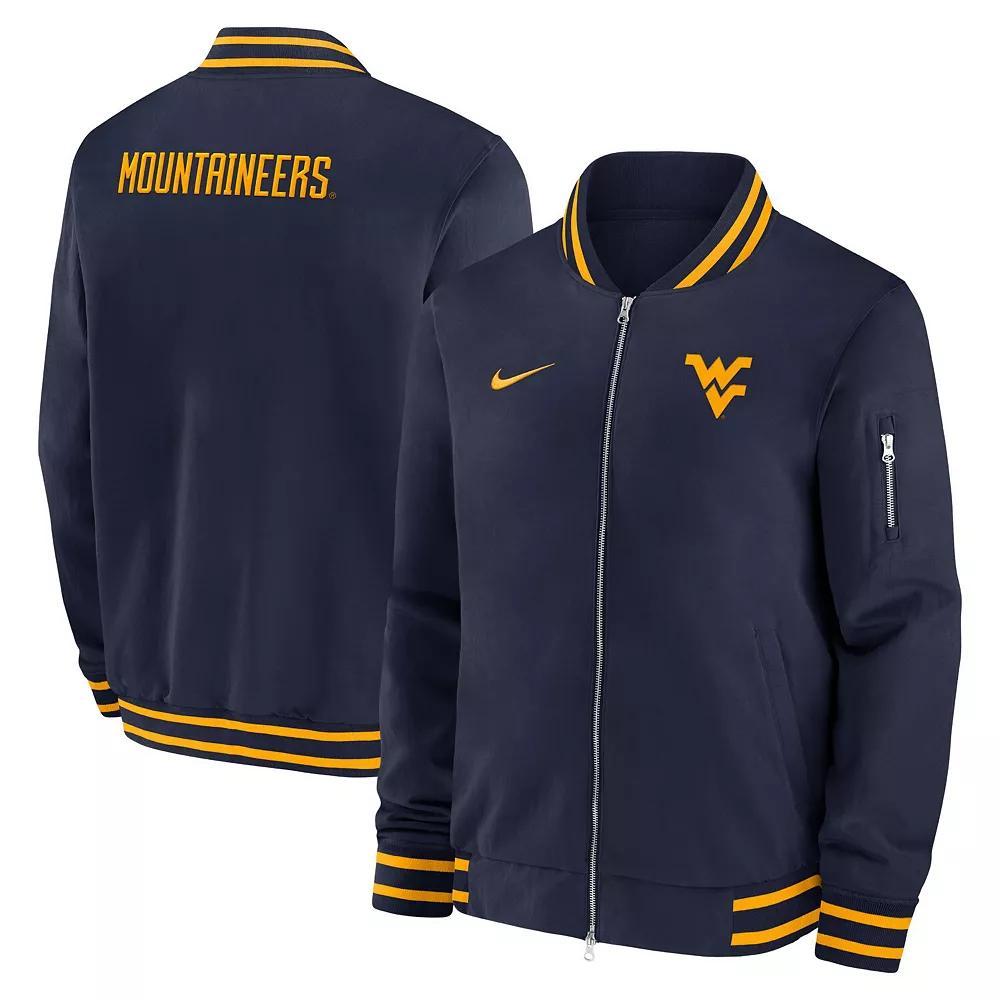 Men's Nike Navy West Virginia Mountaineers 2024 Sideline Full-Zip Bomber Jacket,  Product Image