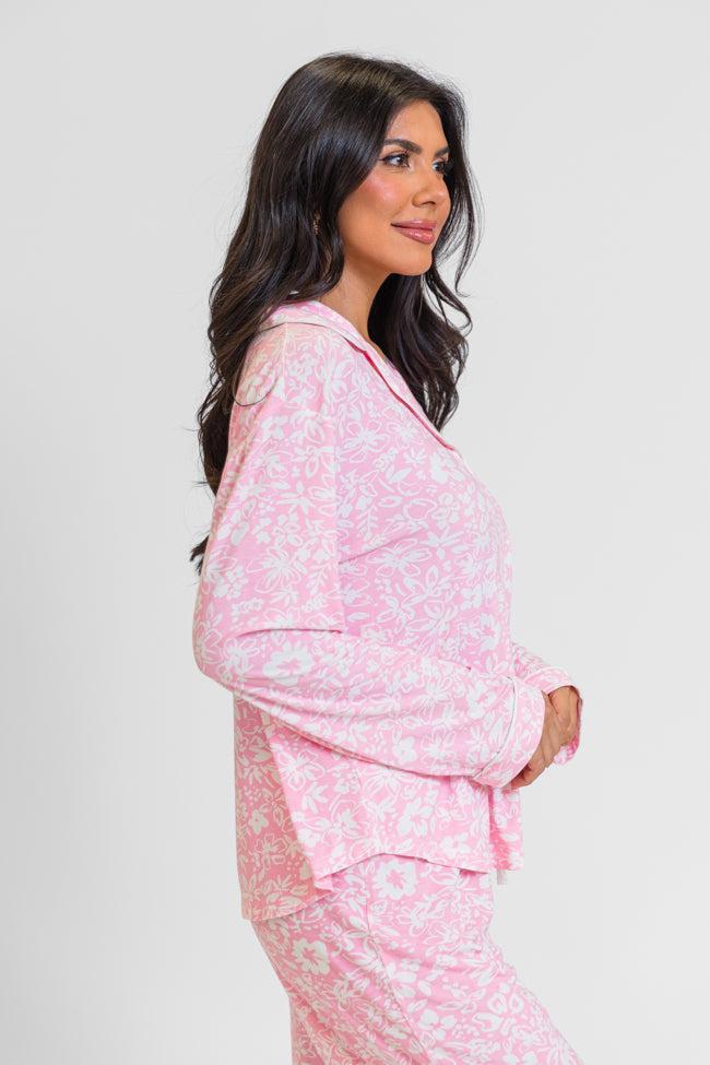 Good To Get Away In Kathy Floral Button Up Pajama Top FINAL SALE Product Image