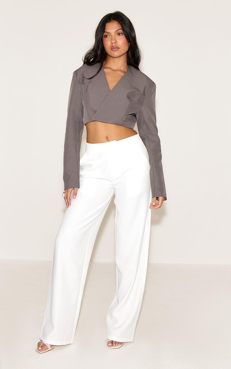 Charcoal Wrap Waist Tie Blazer Product Image