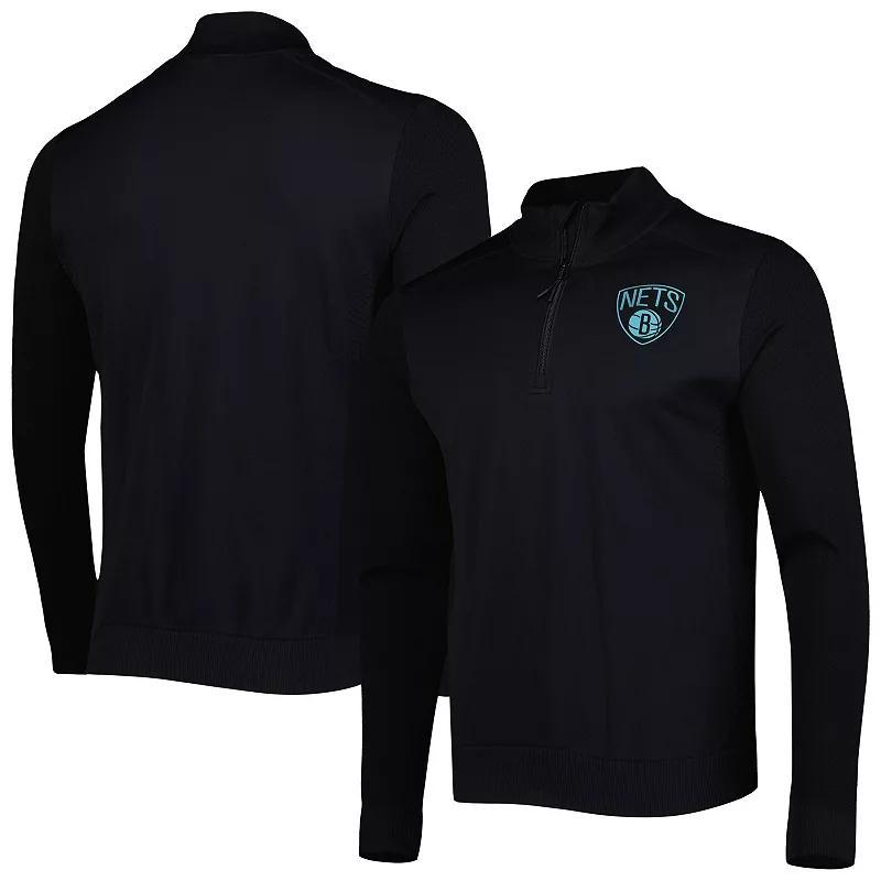 Men's Levelwear Black Brooklyn Nets Nano Engineered Knit Fabric Quarter-Zip Jacket, Size: Large Product Image