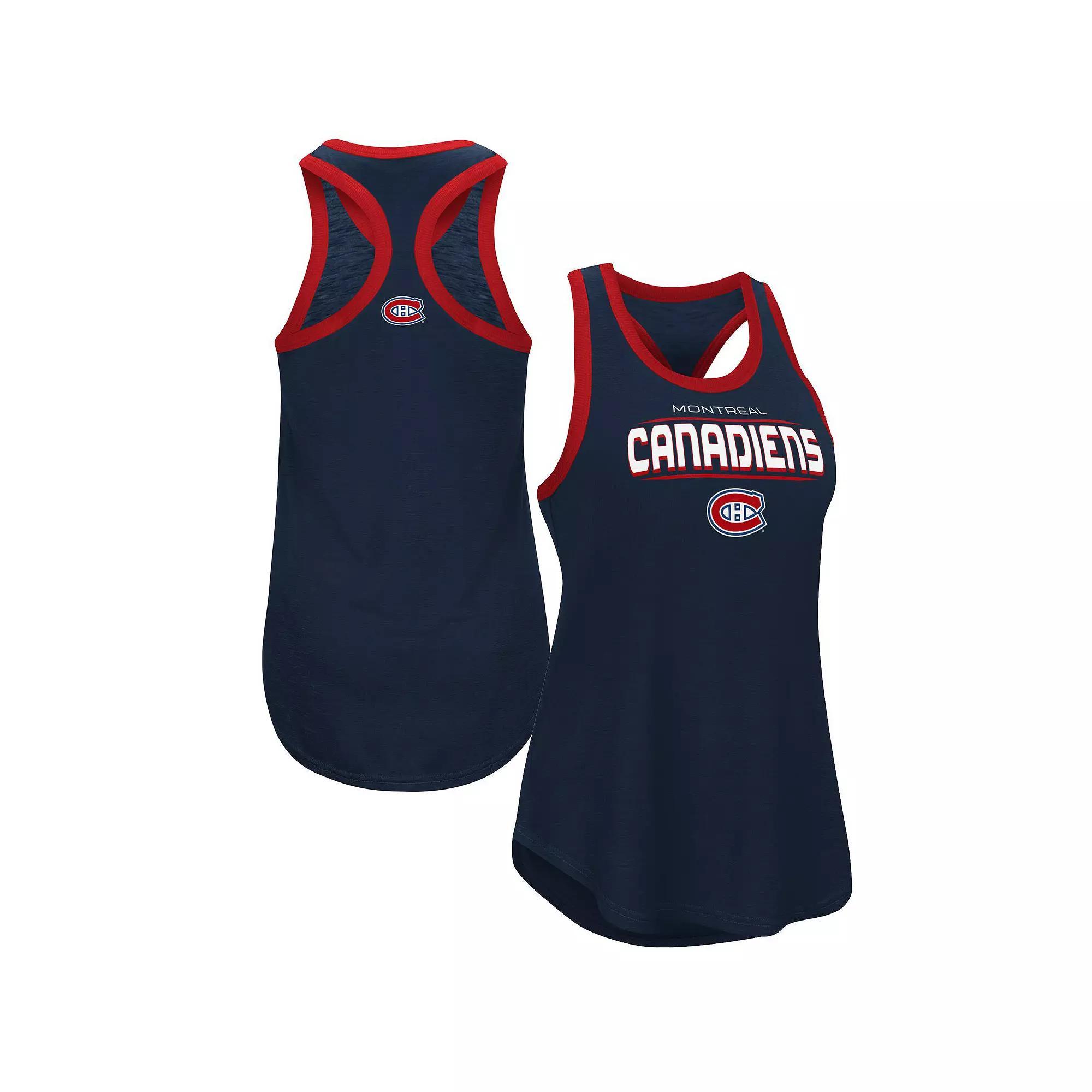 Women's G-III Sports by Carl Banks Navy Montreal Canadiens Showdown Slub Racerback Tank Top,  Product Image