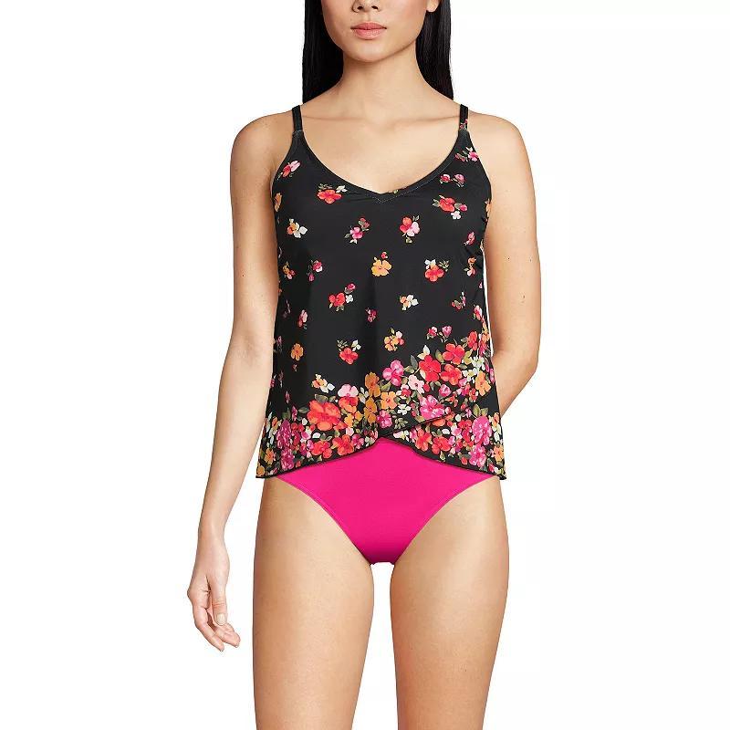 Womens Lands End Chlorine Resistant Tulip Hem Tankini Swimsuit Top Purple Stipple Palm Product Image