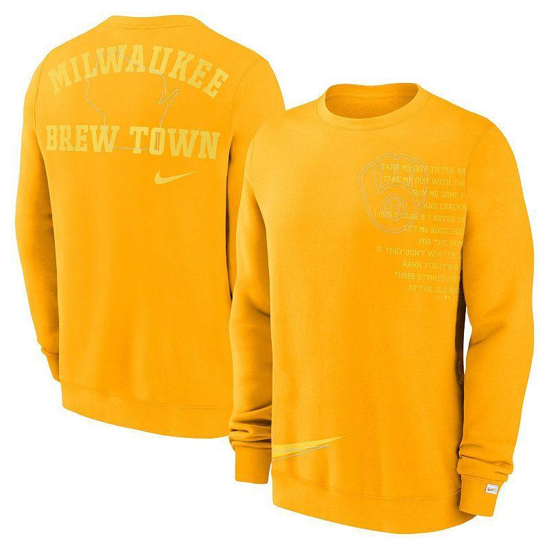 Mens Nike Milwaukee Brewers Statement Ball Game Fleece Pullover Sweatshirt Product Image