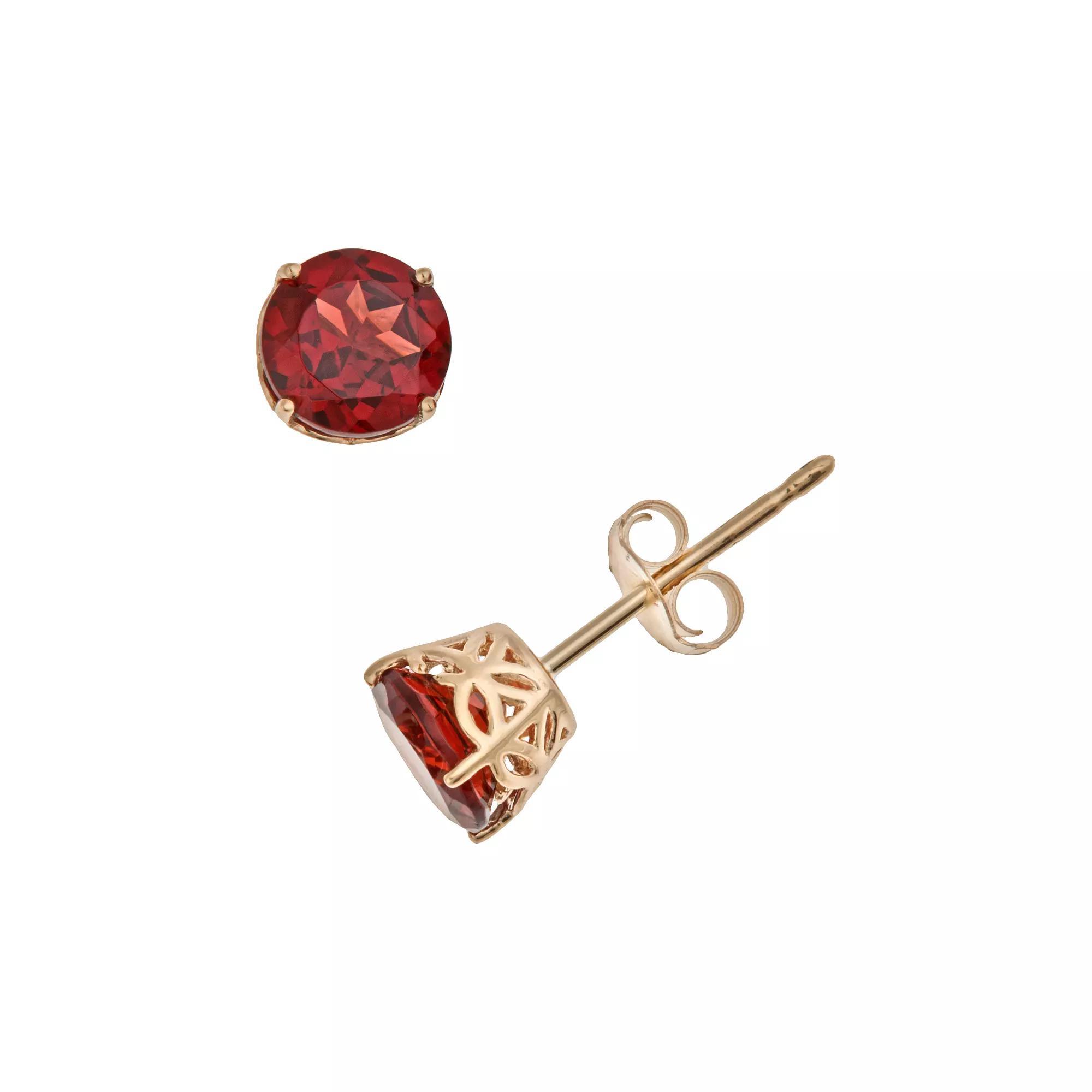 Celebration Gems 14k Gold Garnet Stud Earrings, Women's, Red Product Image