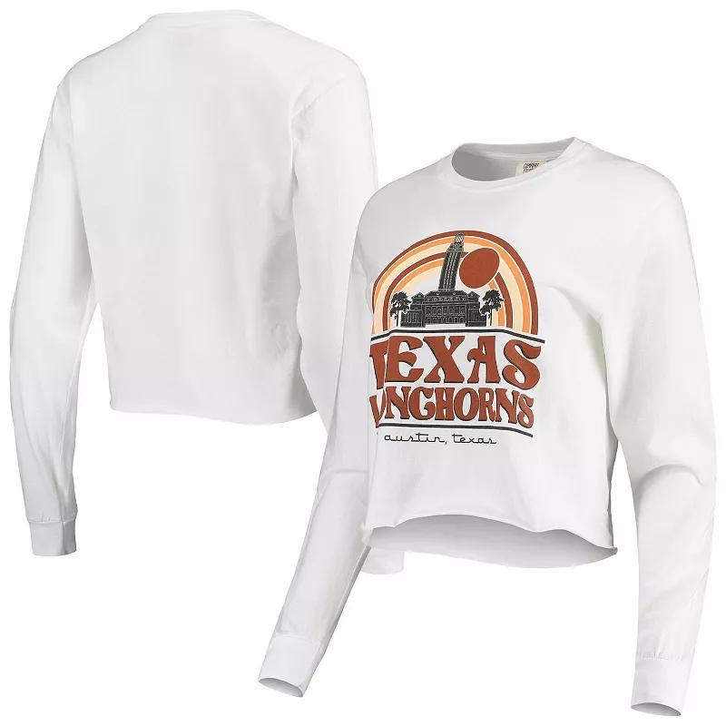 Womens Texas Longhorns Retro Campus Crop Long Sleeve T-Shirt Product Image
