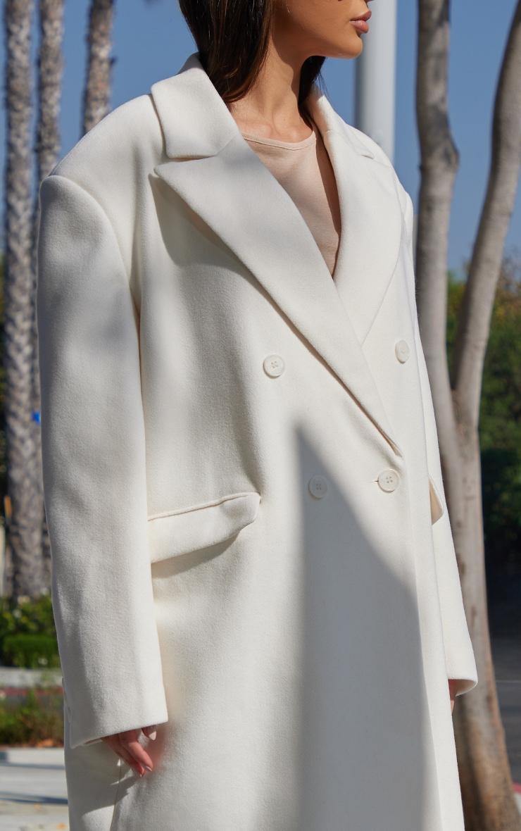 Ecru Structured Extreme Oversized Double Breasted Coat Product Image