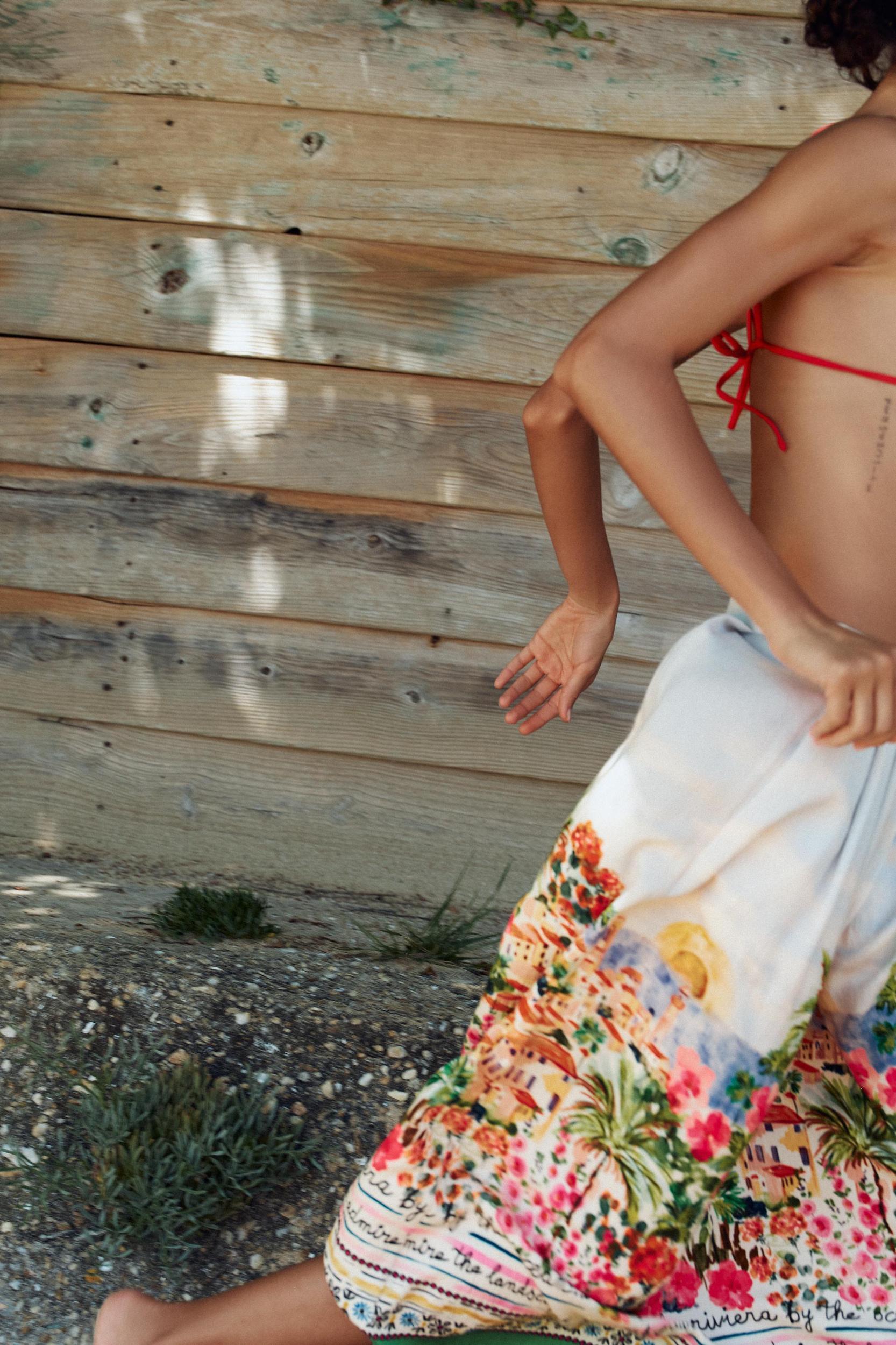 PRINTED LAYERED MIDI SKIRT Product Image