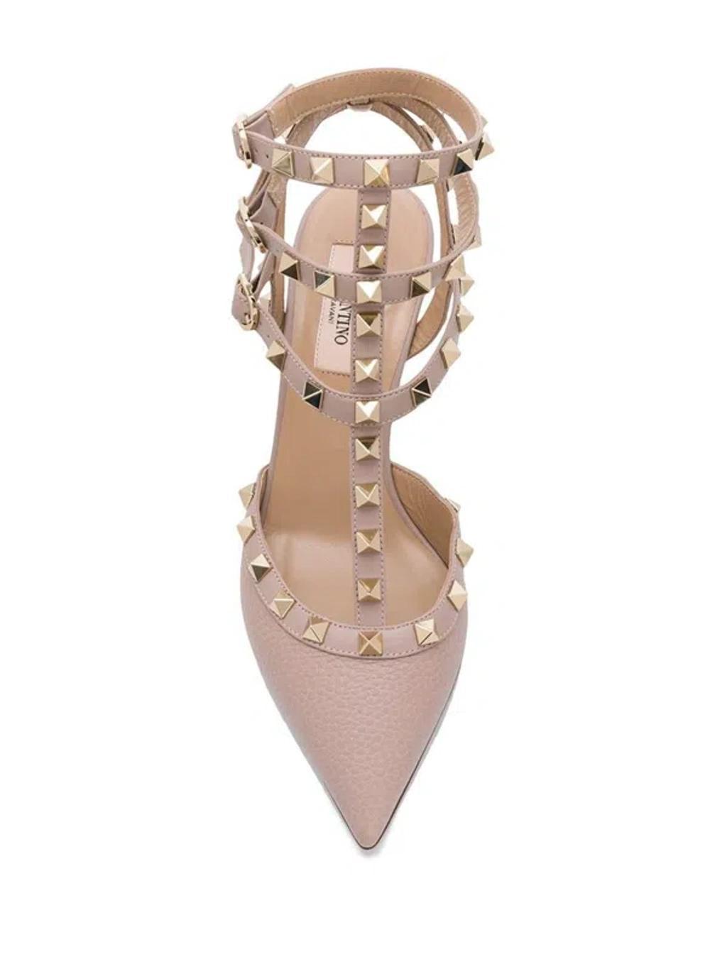 Rockstud 65 Leather Pumps In Cream Product Image