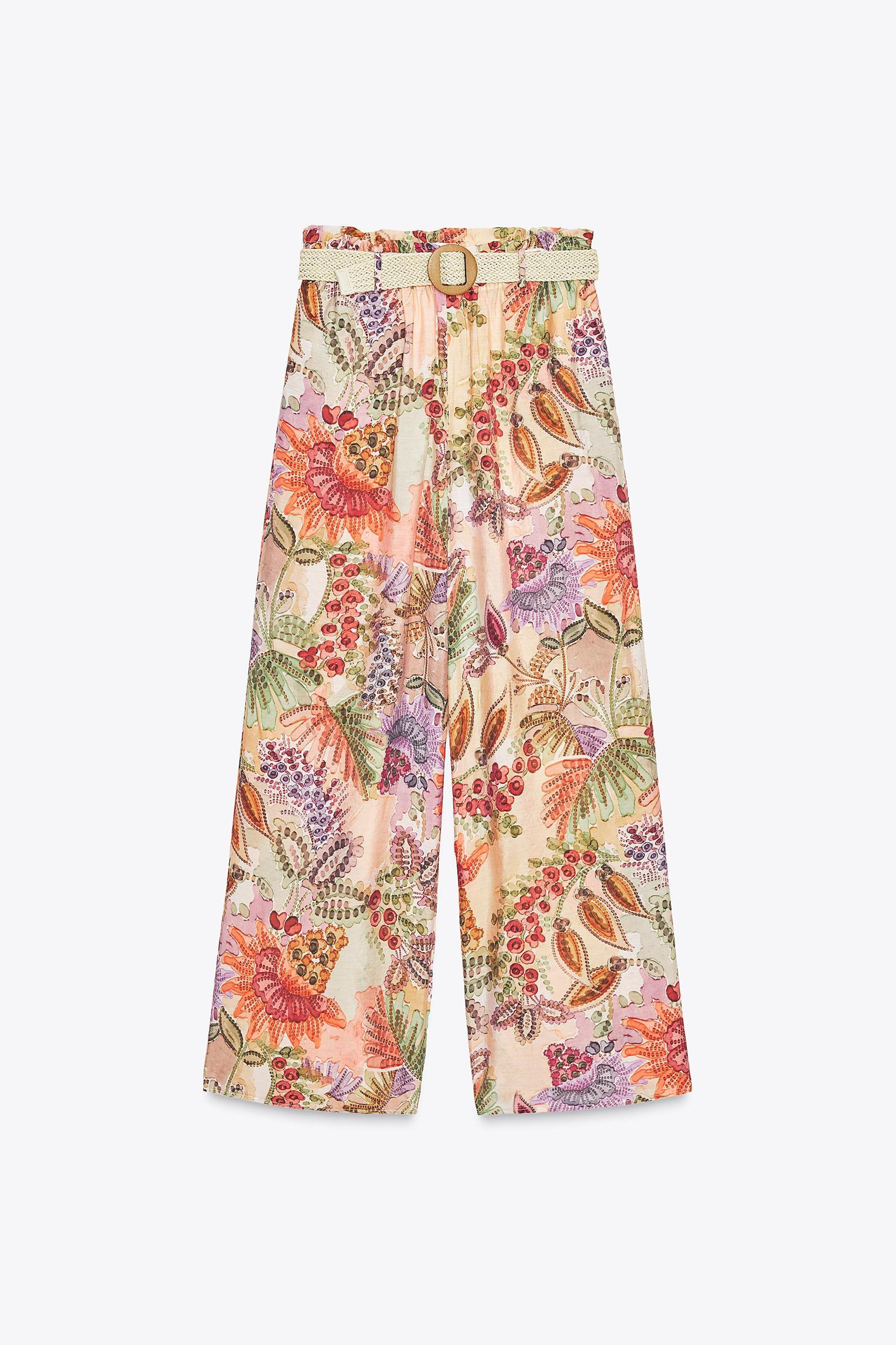 PRINTED BELTED PANTS Product Image