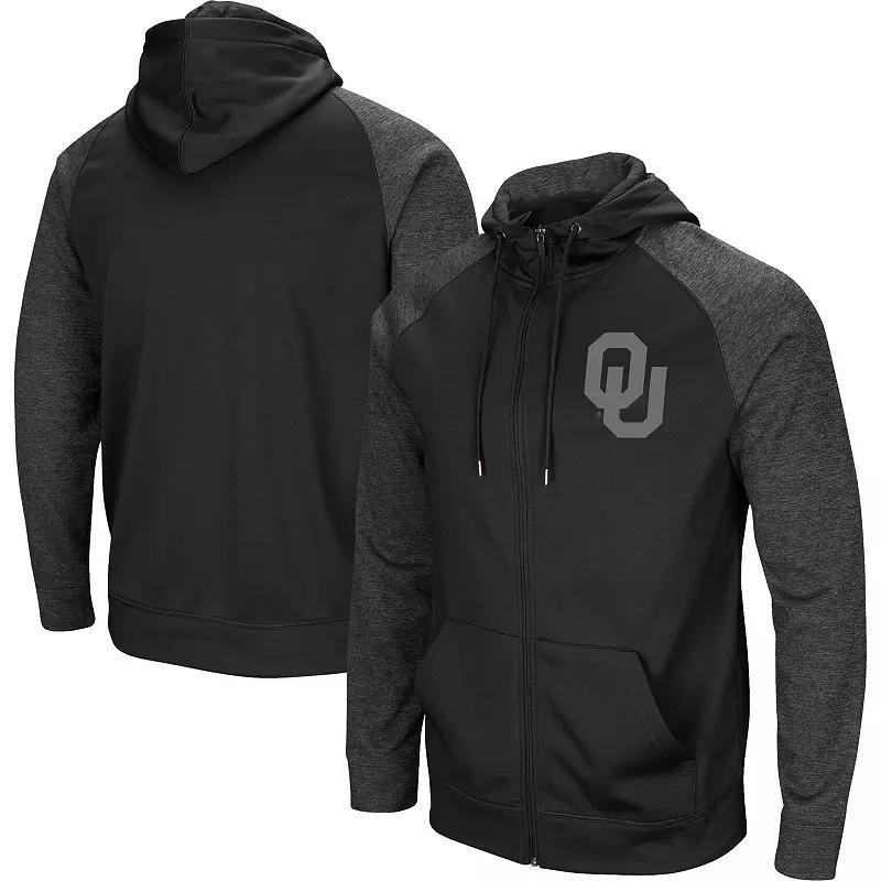 Men's Colosseum Black Pitt Panthers Blackout 3.0 Tonal Raglan Full-Zip Hoodie,  Product Image