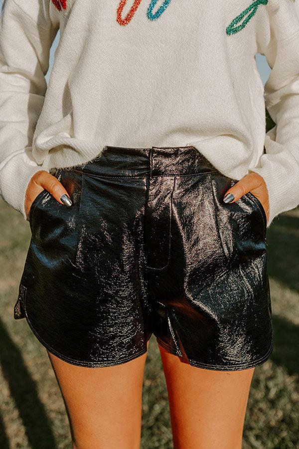 Opening Act High Waist Faux Leather Shorts In Black Product Image