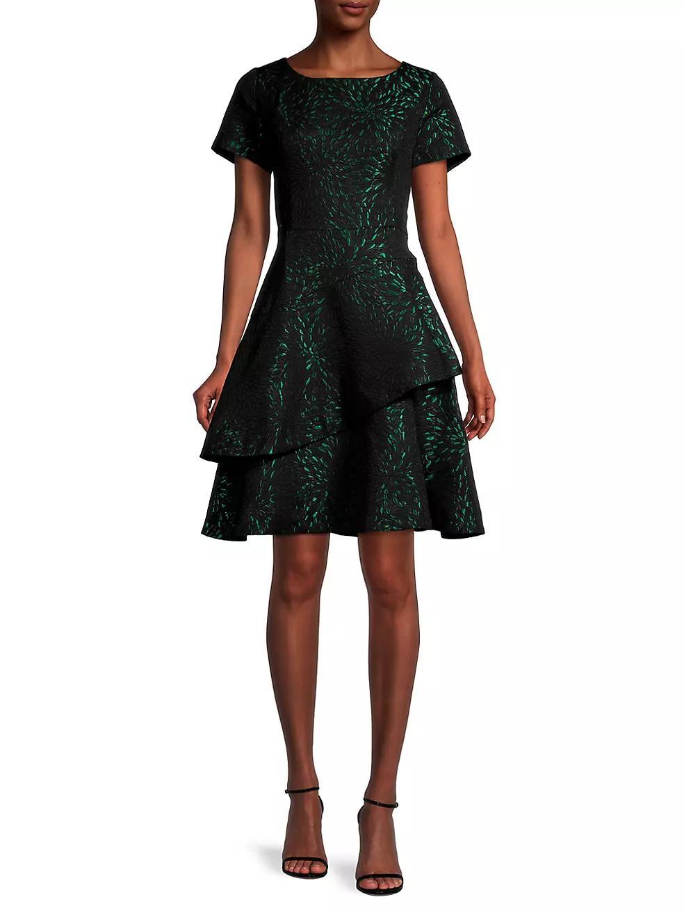 Womens Tiered Jacquard Dress Product Image