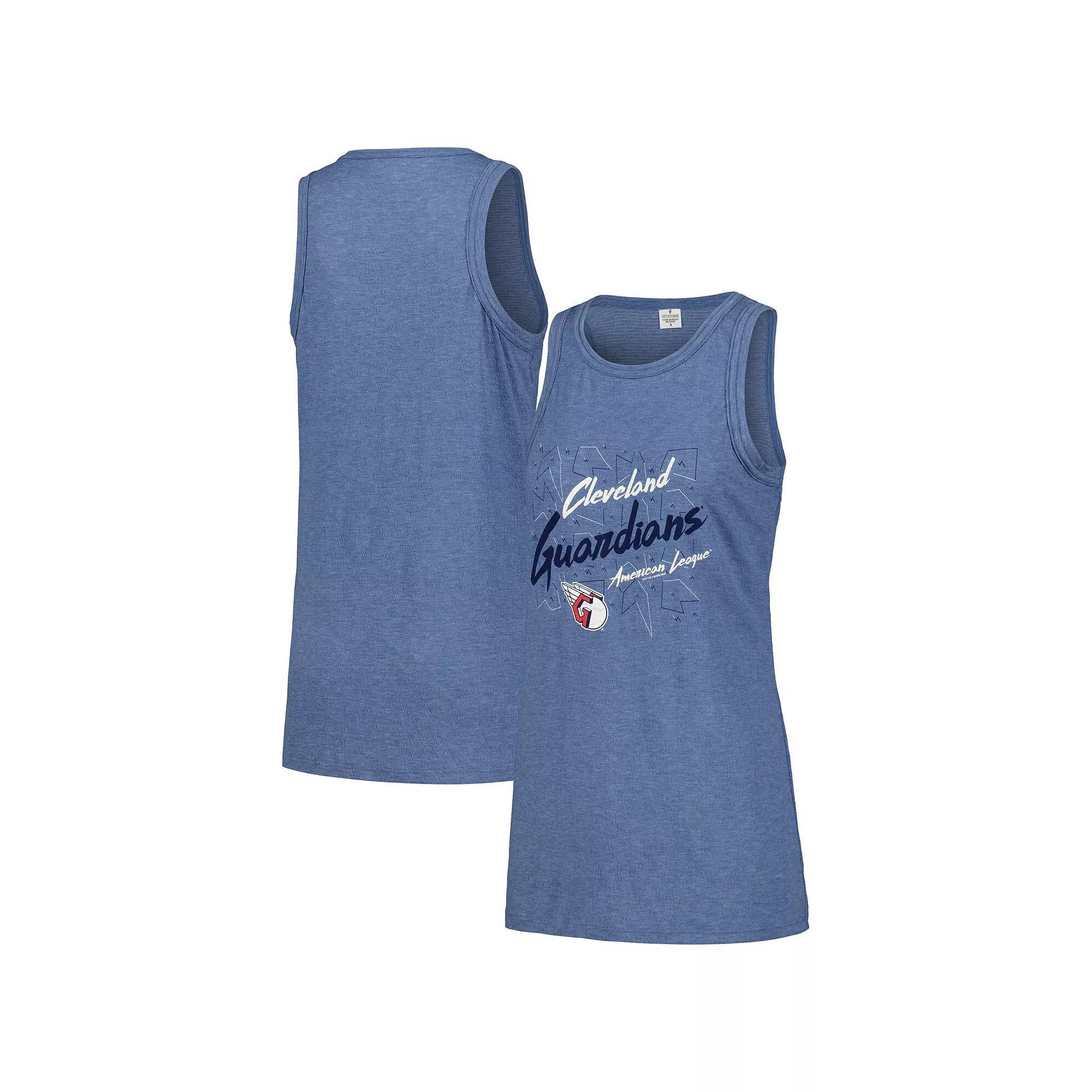 Women's Soft as a Grape Navy Cleveland Guardians Gauze High Neck Tank Top,  Product Image