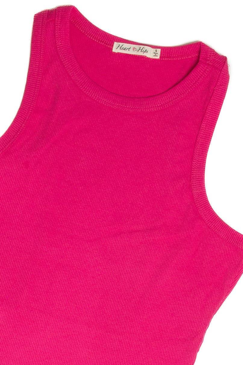 Pink Ribbed Crop Tank Product Image