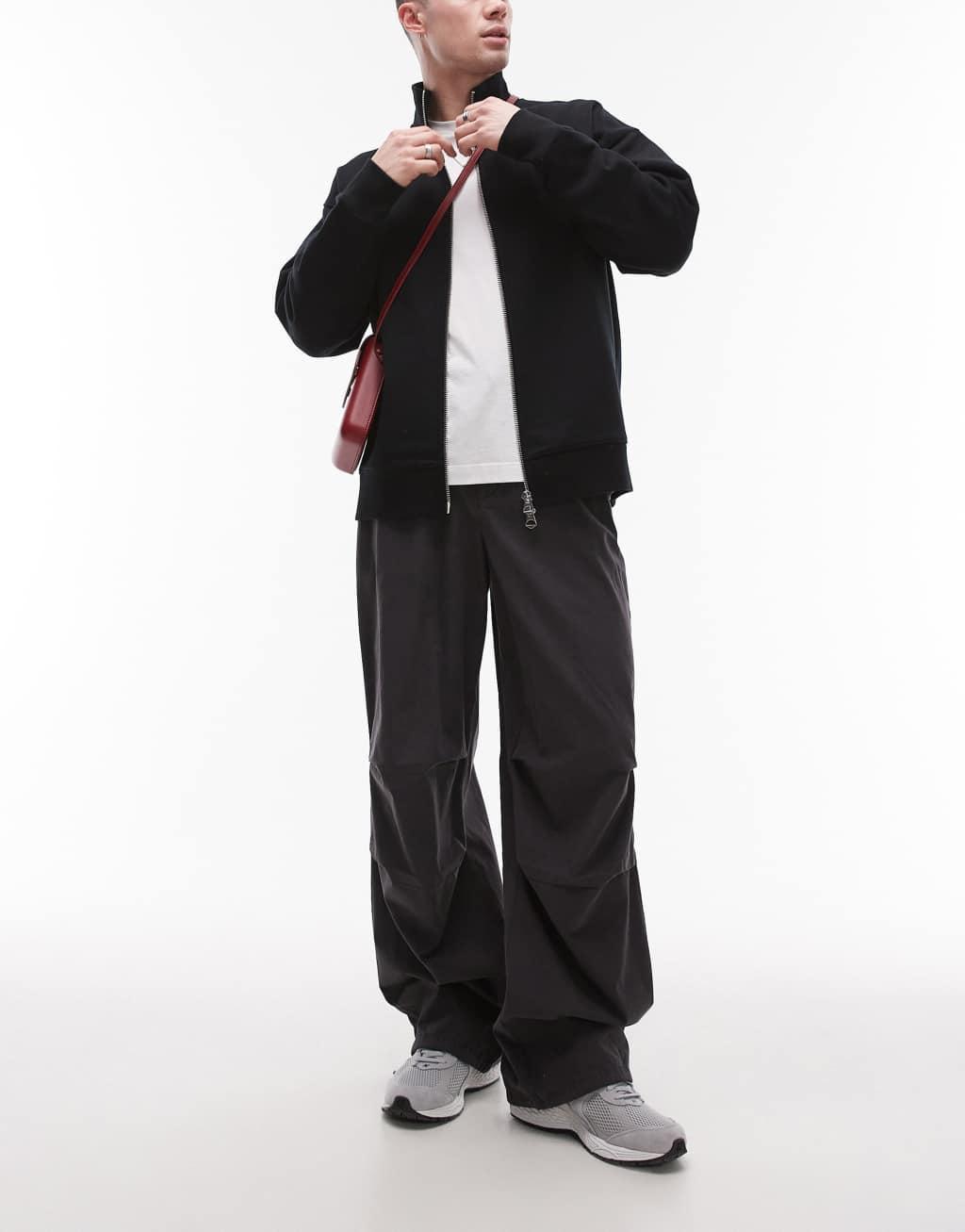 Topman twill washed pants in gray Product Image