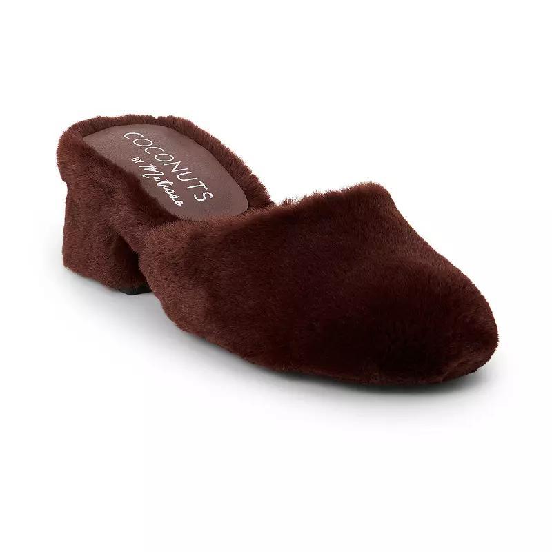 Coconuts Womens Teddy Faux Fur Mule Pump Product Image