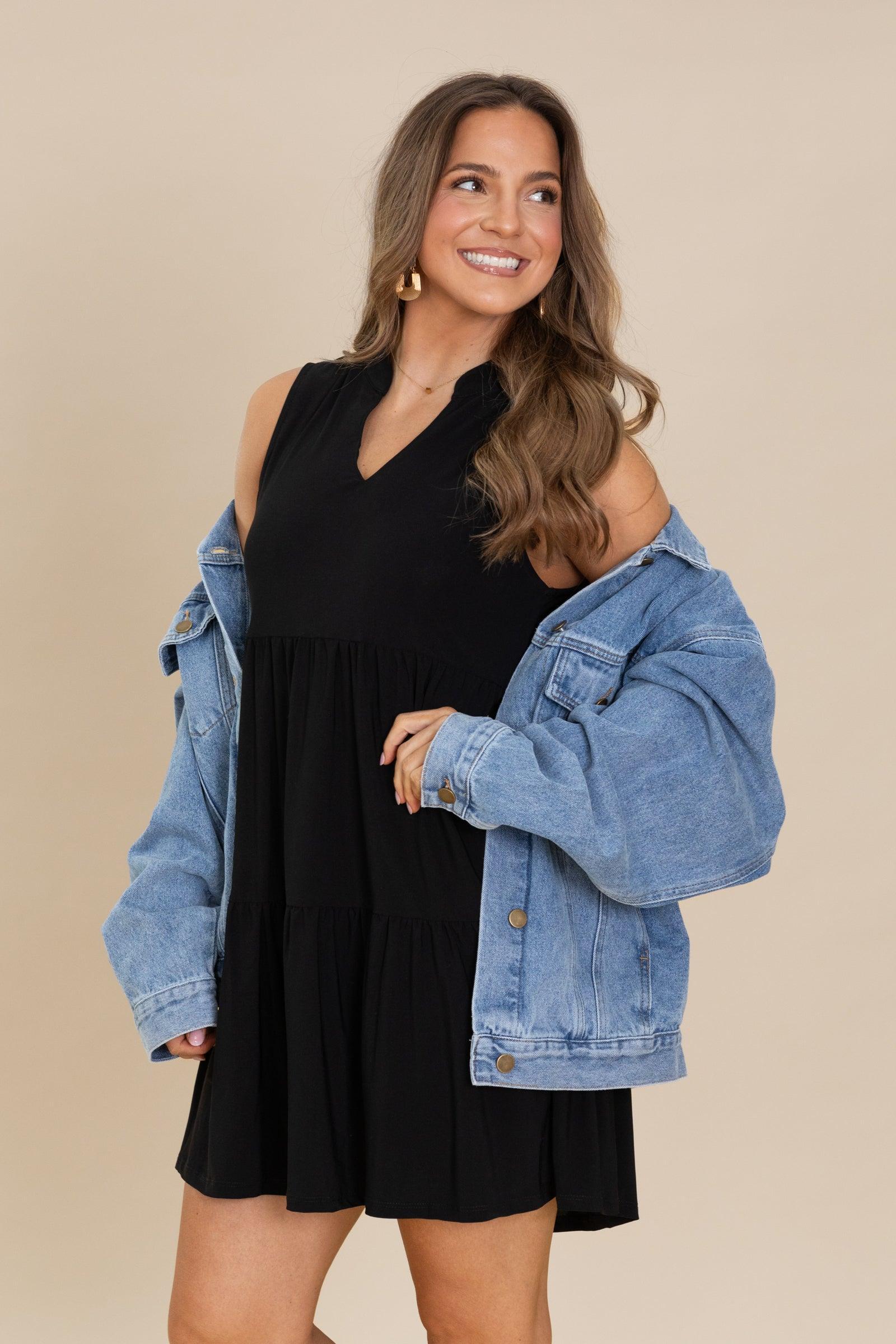 Lizzy Notch Neck Tiered Wrinkle Free Dresses Product Image