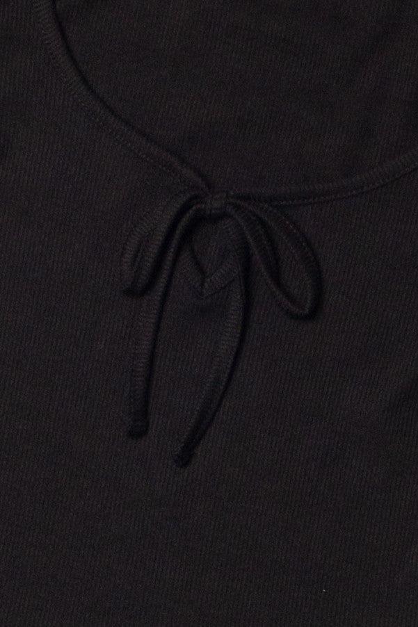 Black Tie Front Ribbed Tee Product Image