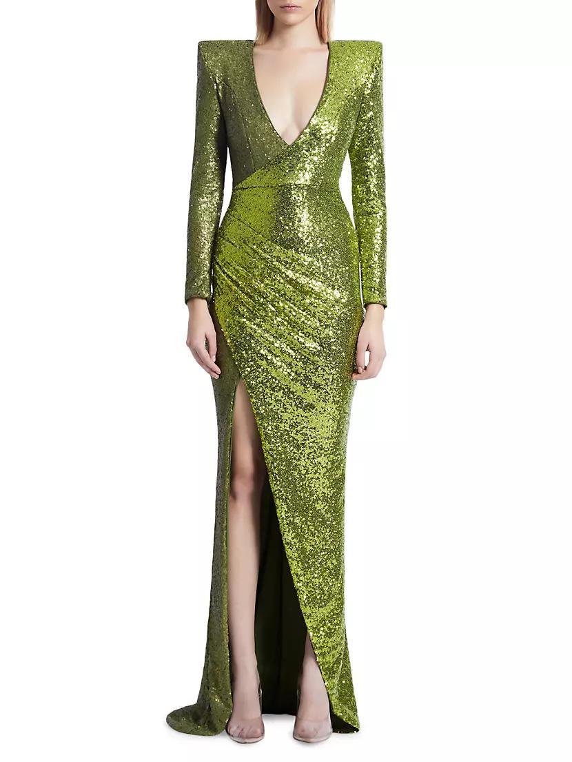 Perfume Exotico Sequined Wrap Gown Product Image