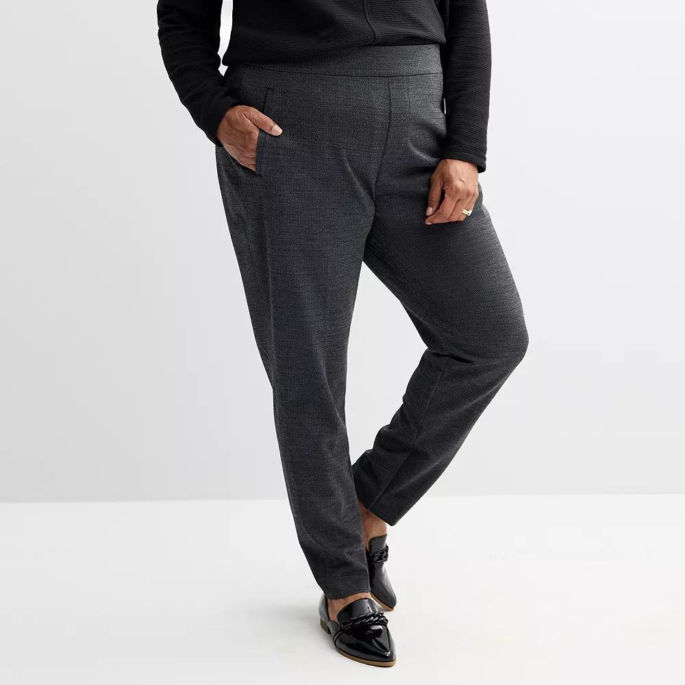 Plus Size Croft & Barrow® Ponte Classic Straight Pants, Women's, Size: 0X, Bw Texture Product Image