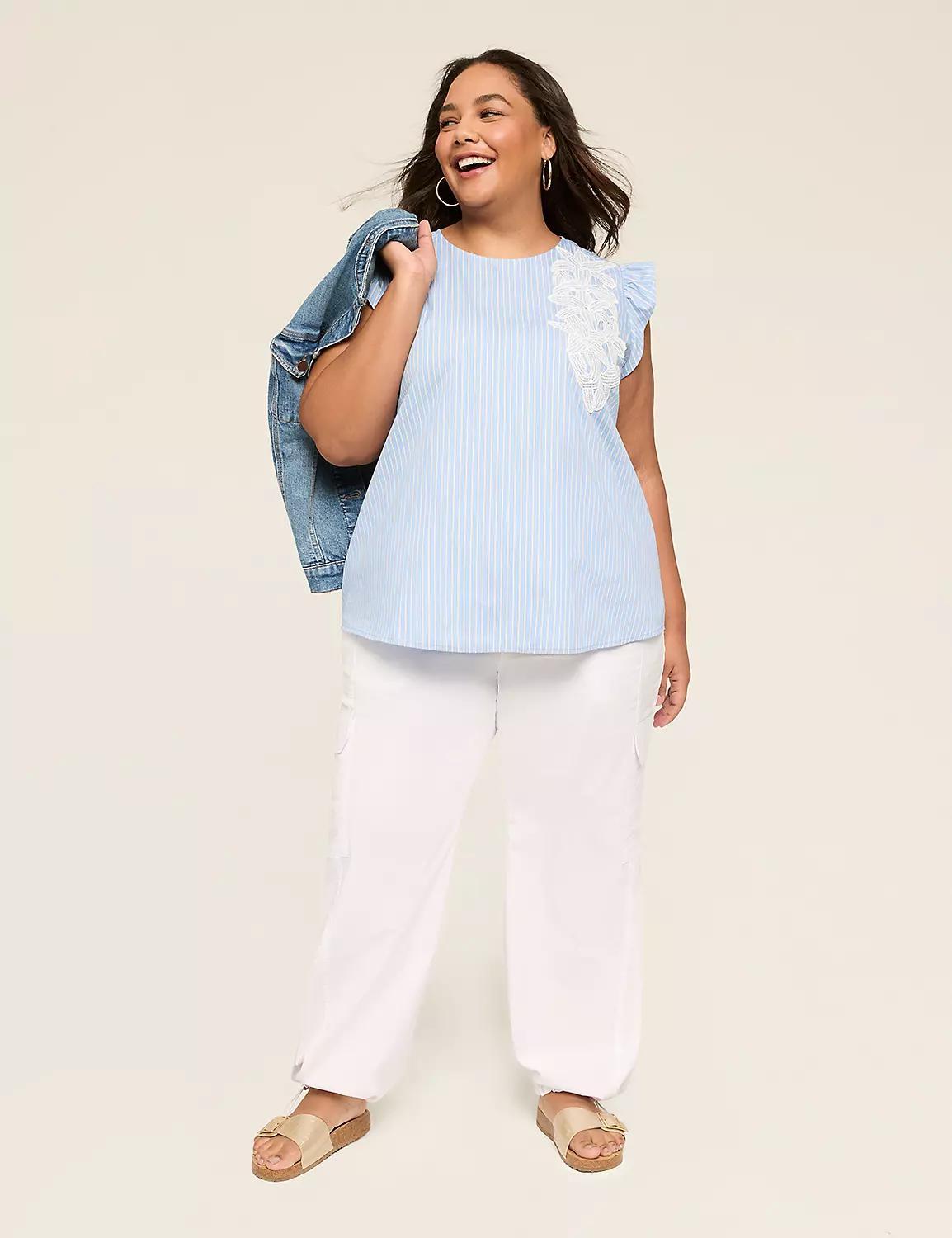 Ruffle Cap-Sleeve Applique Top Product Image