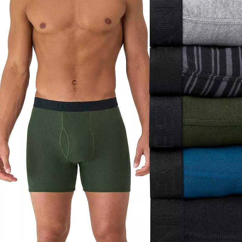 Hanes Ultimate Mens Cotton Boxer Brief Underwear, Comfort Flex Waistband, Solids/Print, 5-Pack Black/Concrete/Olive/Teal/Stripe XL Product Image