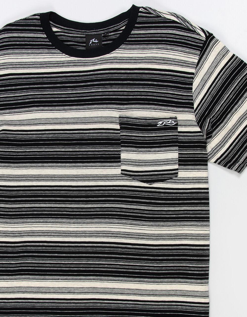 RUSTY Millennial Mens Stripe Pocket Tee - BLACK Product Image